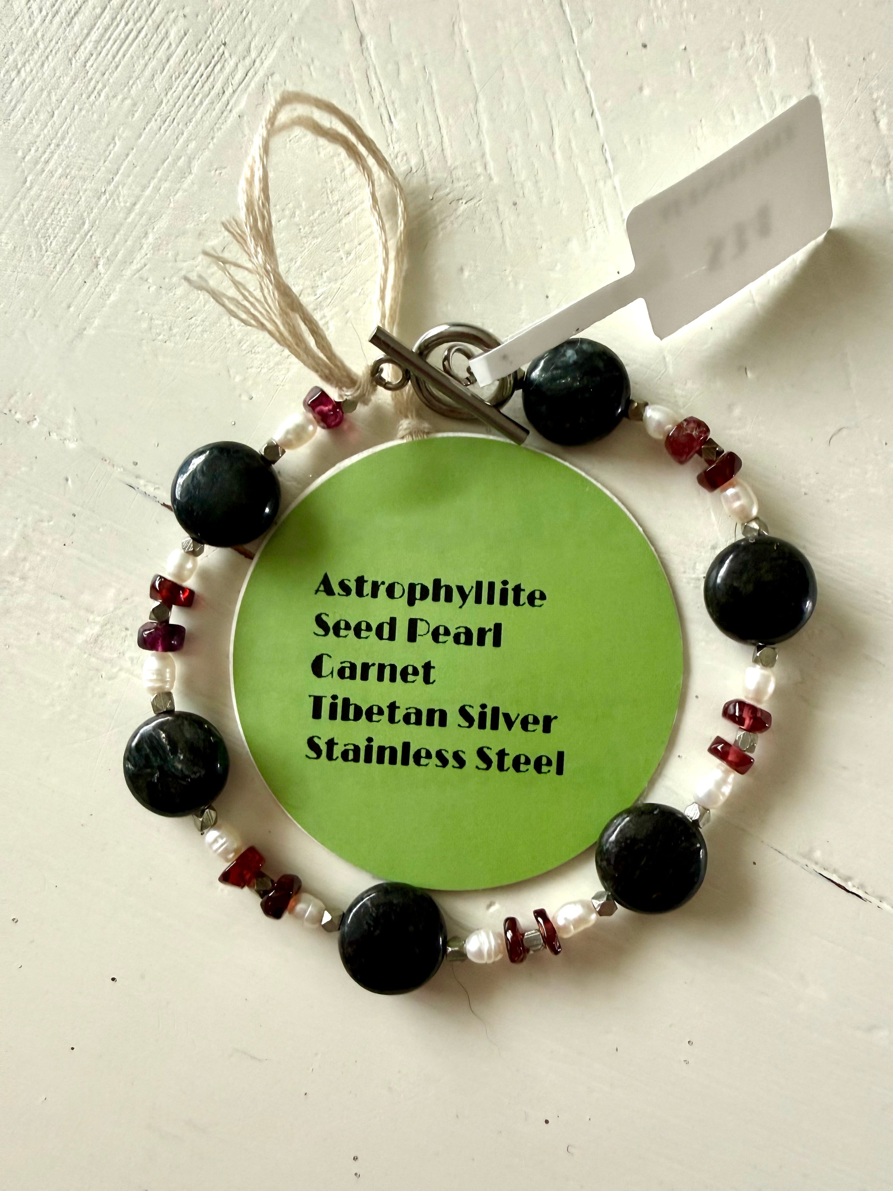 Astrophyllite & Garnet Gemstone Bracelet