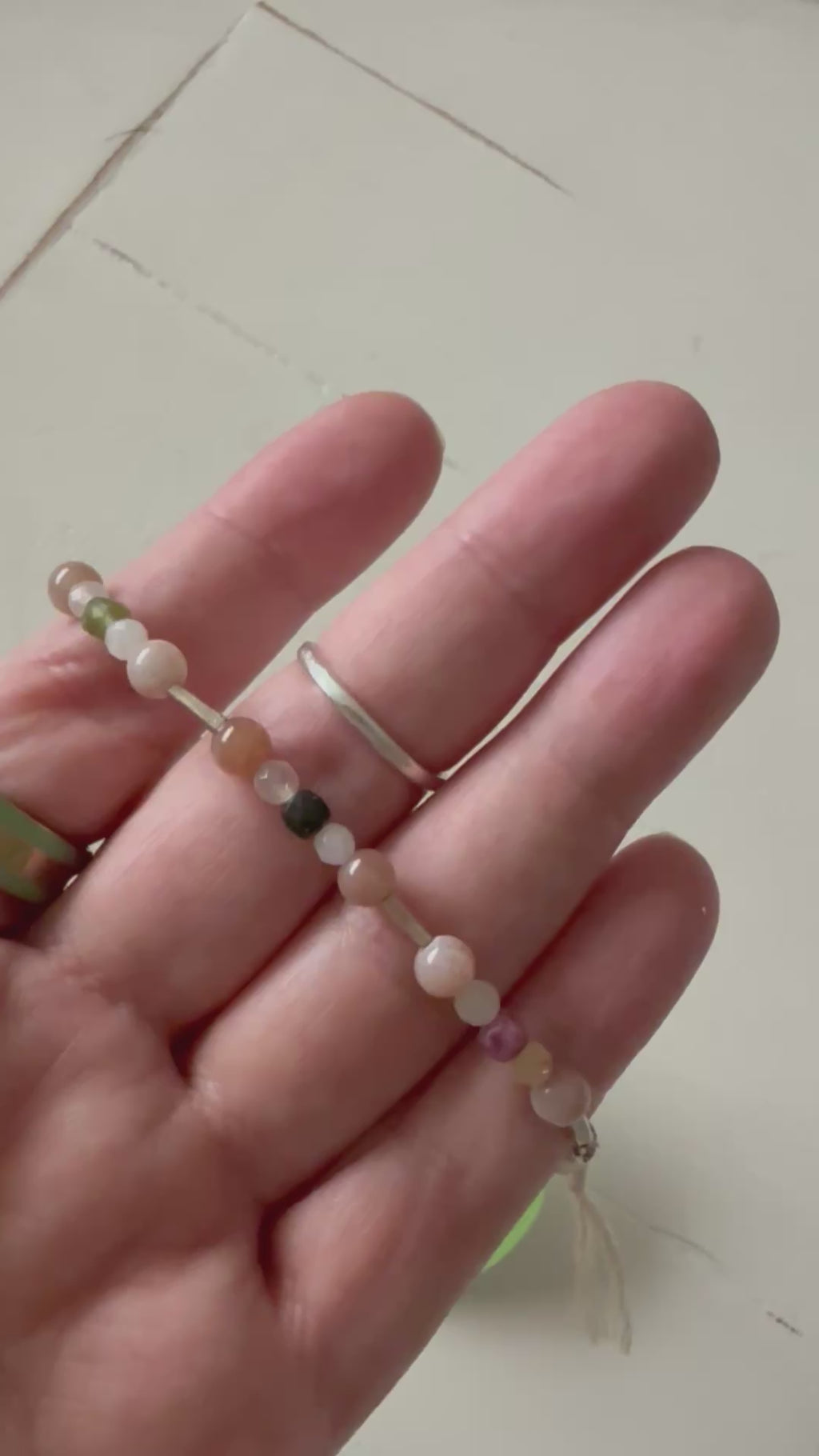 Peach Moonstone & Watermelon Tourmaline Gemstone Bracelet
