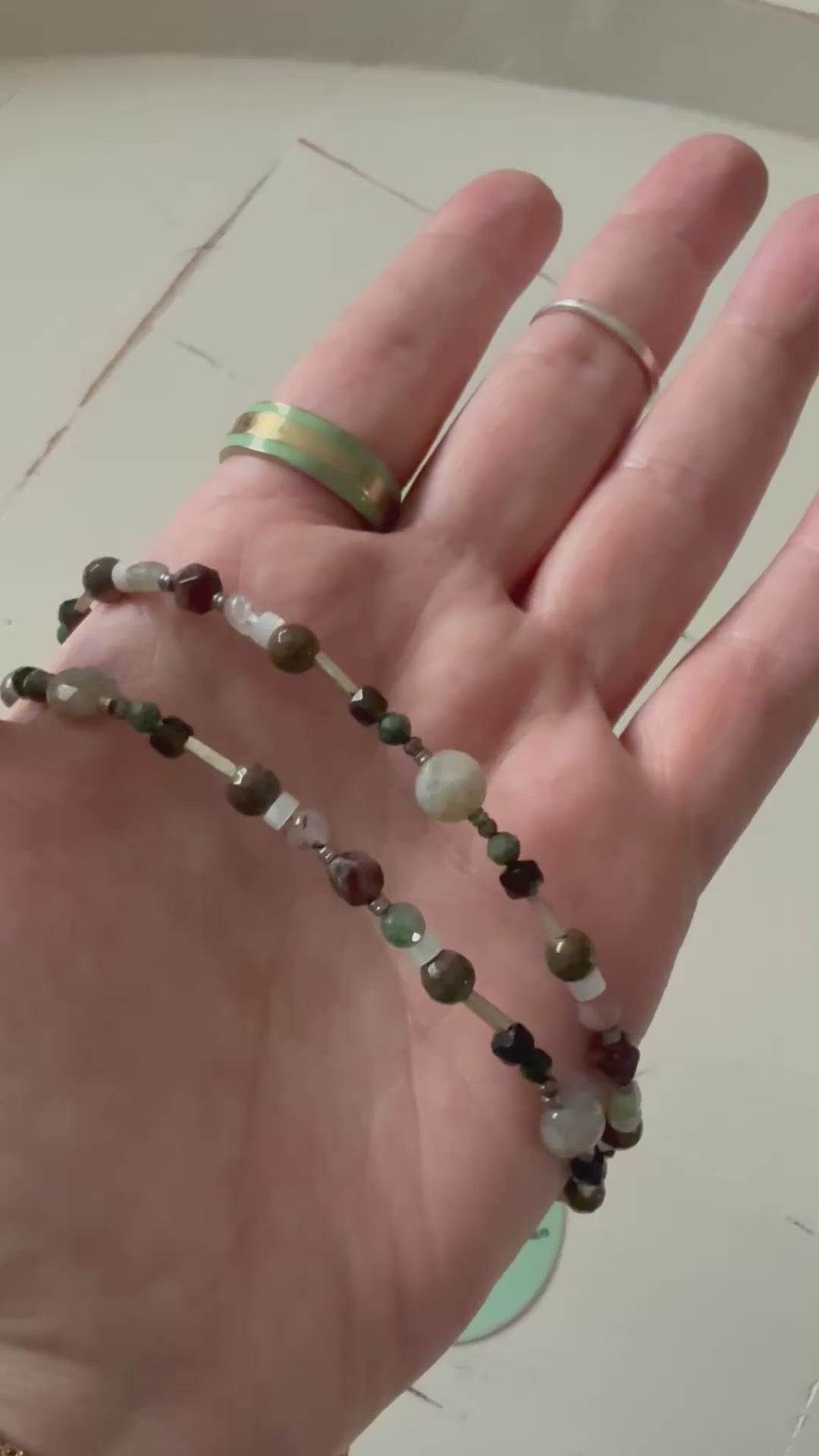 Chrysoprase & Watermelon Tourmaline Botanical Gemstone Necklace
