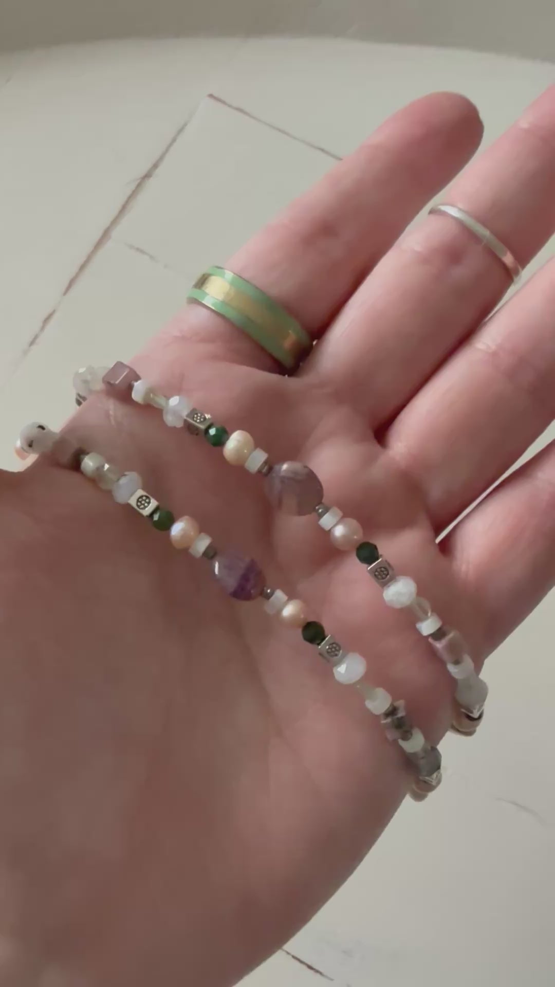 Emerald & Rainbow Moonstone Botanical Gemstone Necklace